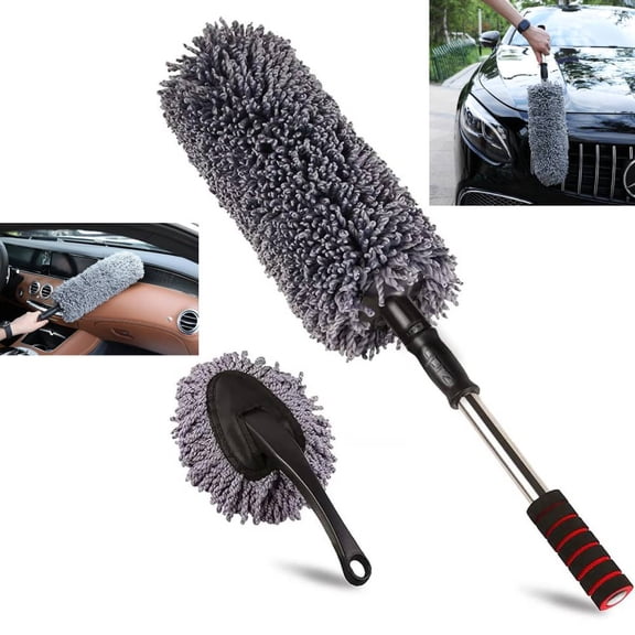 Microfiber Car Duster Exterior Scratch Free with Extendable Handle Multipurpose Car Dusters for Cleaning Exterior Interior