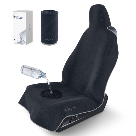 Microfiber Car Seat Cover, Waterproof & Sweatproof, Non-Slip Backing, Odor-Resistant, Machine Washable, Towel Seat Protector for Gym, Universal Fit for Truck, SUV & Van (1 Pack, Black)