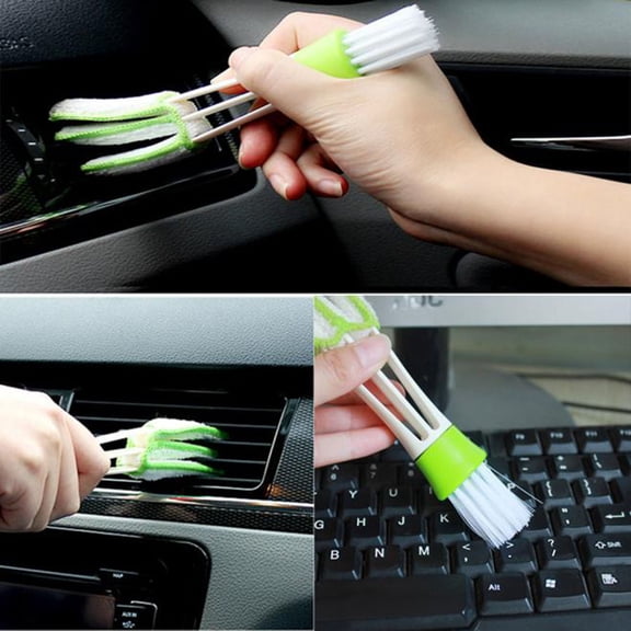 Microfiber Car Wash Brush | 3-Piece Cleaning Flaps for Auto Detailing & Computer Cleaning | 6.5" ABS Plastic Handle with Nylon Bristles