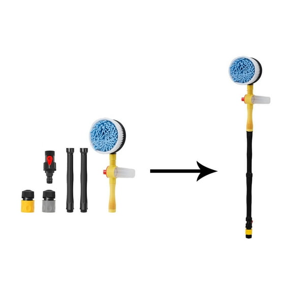 Microfiber Car Wash Brush Kit Rotating Car Wash Brush Cleaning Kit with Long Handle 47 Inch with Replacement Brush Soft Car Spin Mop Washing