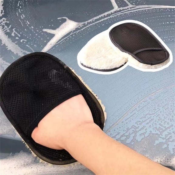 Microfiber Car Wash Gloves, Soft Wool Wash Mitt for Cleaning and Drying, Lint-Free Scratch-Free Car Care Tool, 2 Pack
