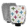 thumbnail image 1 of Microfiber Car Wash Gloves With Chenille & Polyester Terry Scratch-Free Cleaning Elastic Cuffs Colorful Hand-drawn Crosses, 1 of 8