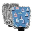 thumbnail image 1 of Microfiber Car Wash Gloves With Chenille & Polyester Terry Scratch-Free Cleaning Elastic Cuffs Seamless Pattern with Sailboats, 1 of 8