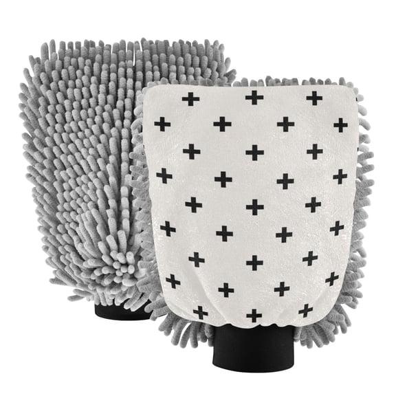 Microfiber Car Wash Gloves With Chenille & Polyester Terry Scratch-Free Cleaning Elastic Cuffs Simple and Minimalist Design