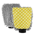 thumbnail image 1 of Microfiber Car Wash Gloves With Chenille & Polyester Terry Scratch-Free Cleaning Elastic Cuffs Yellow Gingham Pattern, 1 of 8
