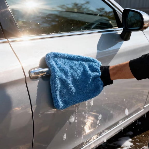 Microfiber Car Wash Mitt, Heavy Duty Thick Super Absorbent Scratch Free Cleaning Glove for Auto Detailing, Reusable Dusting Washcloth for Home Kitchen Window Furniture