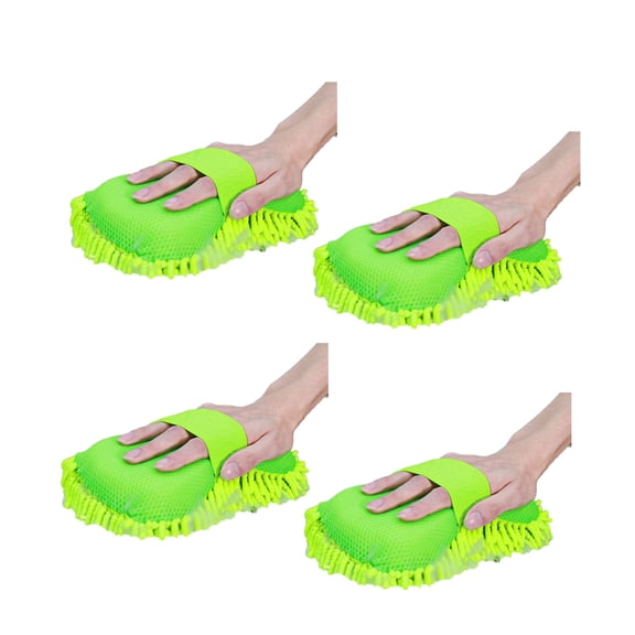 Microfiber Car Wash Sponge-Non Scratch Sponges-Two Sided Chenille Microfiber Wash Sponge- 4pack