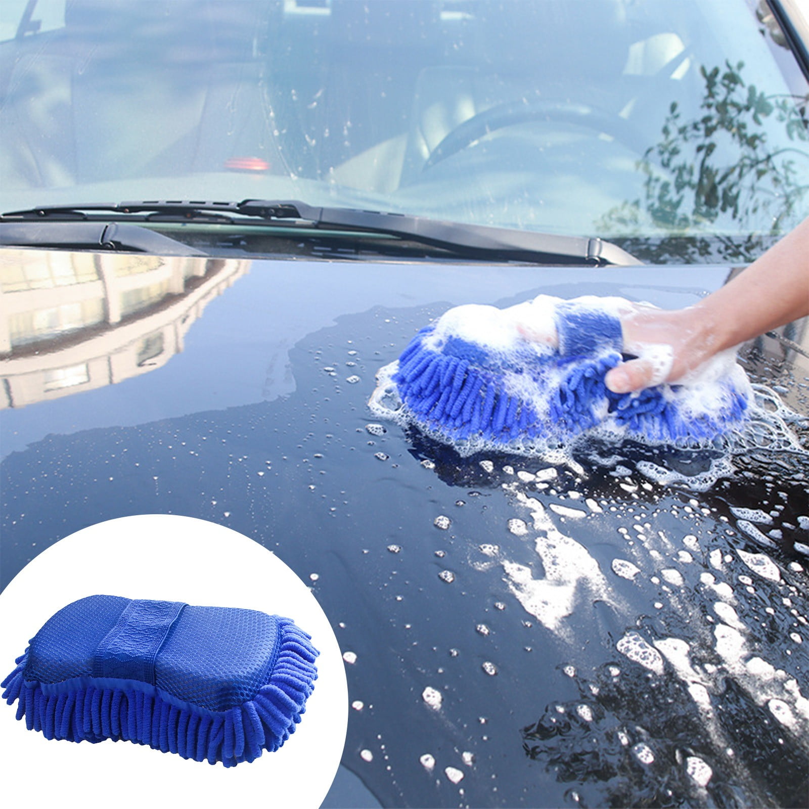 Microfiber Car Wash Sponge-Non Scratch Sponges-Two Sided Chenille Microfiber Wash Sponge-Microfiber Wash Mitt for Cars, Trucks, SUVs, Boats,RVs