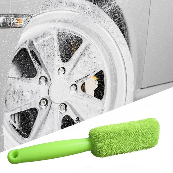 Microfiber Car Wash Tire Brush I Shape Flexible Bristles Scrub Brake Dust Mud Wheel Hubs Tires Gentle Exterior Care Accessory For Car Enthusiasts Daily Drivers Efficient Vehicle Cleaning