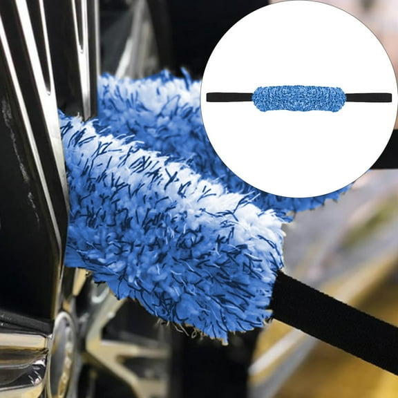 Microfiber Car Wheel Cleaning Brush – Multi-Use Detailing Brush for Rims and Tires | Flexible Cleaning Belt Tool,Blue