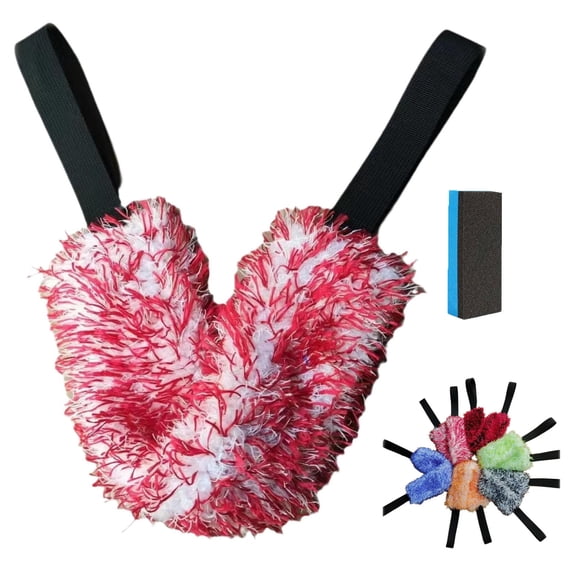 Microfiber Car Wheel Wash Towel Brush Flexible Double-Sided Long Strap Cleaning Towel Ultra-Soft Wheel Hub Washing Tool