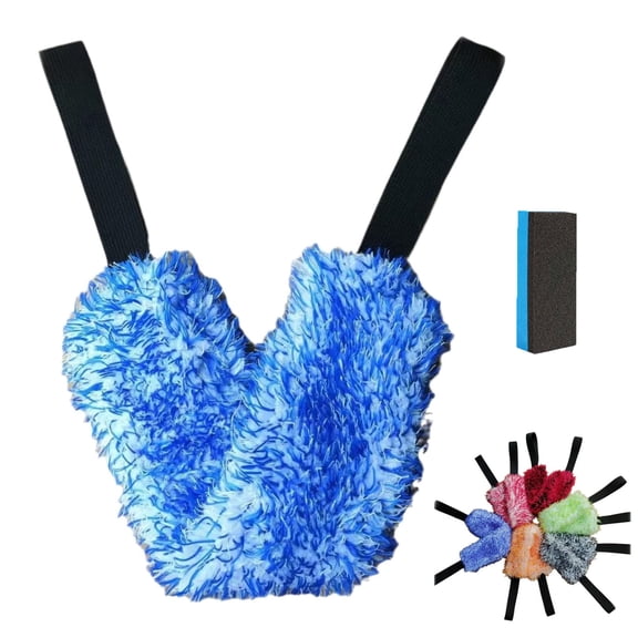 Microfiber Car Wheel Wash Towel Brush Flexible Double-Sided Long Strap Cleaning Towel Ultra-Soft Wheel Hub Washing Tool