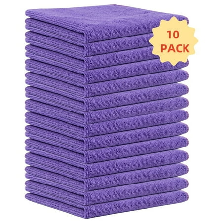 Microfiber Cleaning Cloth, 10 Pack Premium Microfiber Towels for Cars, Lint Free, Scratch-Free, Highly Absorbent, Reusable Cleaning Rags for Car, Household, Kitchen, Window,11.5"X11.5"