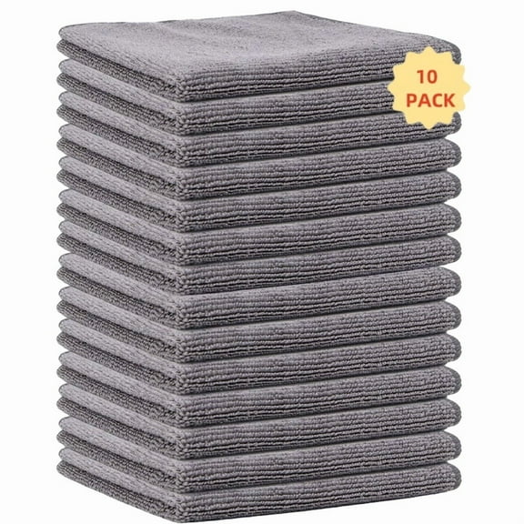 Microfiber Cleaning Cloth, 10 Pack Premium Microfiber Towels for Cars, Lint Free, Scratch-Free, Highly Absorbent, Reusable Cleaning Rags for Car, Household, Kitchen, Window,11.5"X11.5"