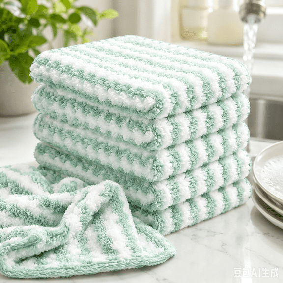 Microfiber Cleaning Cloth, 10 x 10 in Absorbent Kitchen Towels in 3 Colors, Reusable Lint-Free Dish Rags