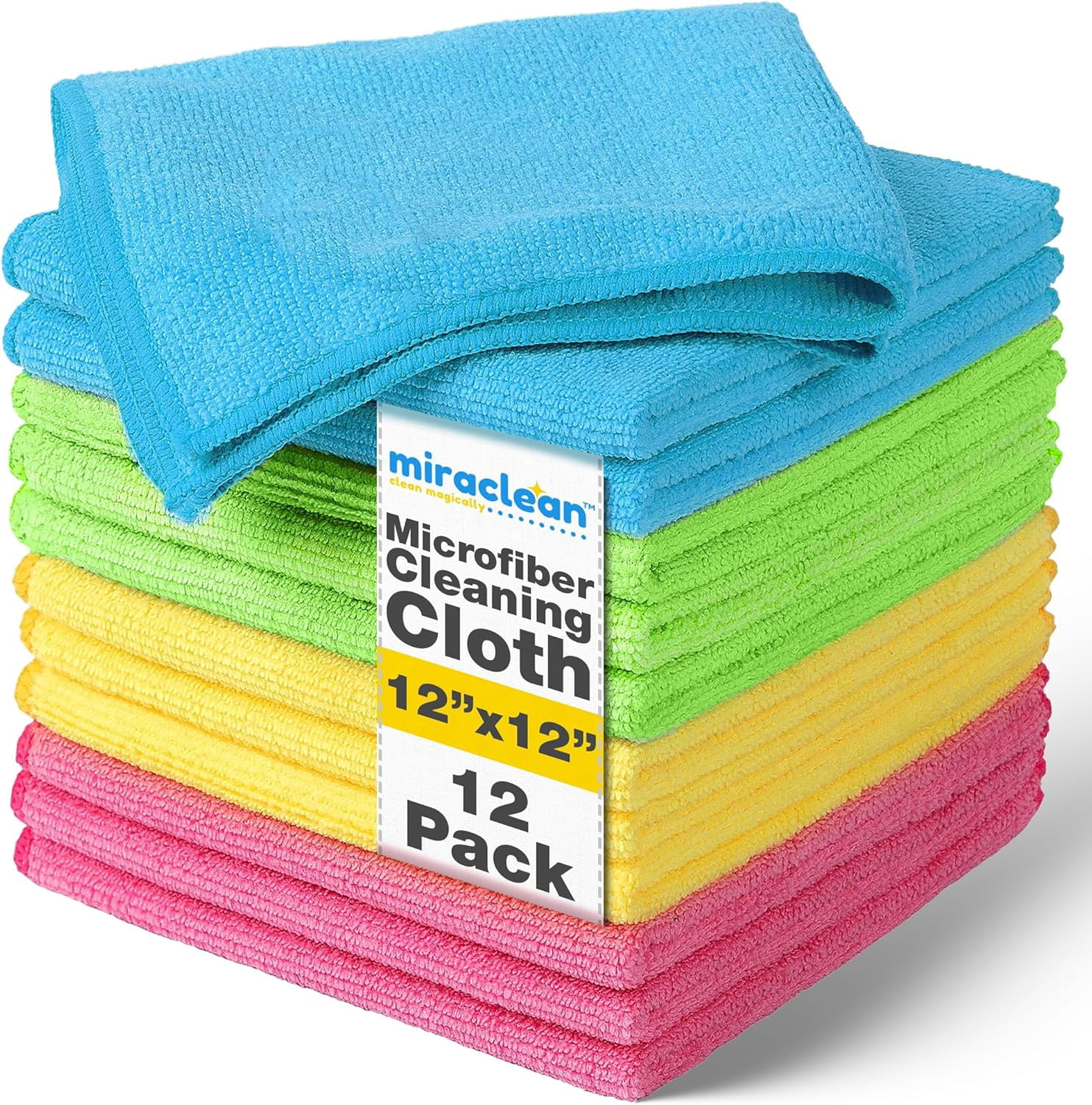 Microfiber Cleaning Cloth 12 Pack - x inches Rags for House Streak-Free ...