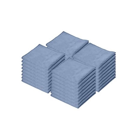 Microfiber Cleaning Cloth 16"x16" Washable Rags for Car, Kitchen, Bath-Blue Bulk 24 Pack