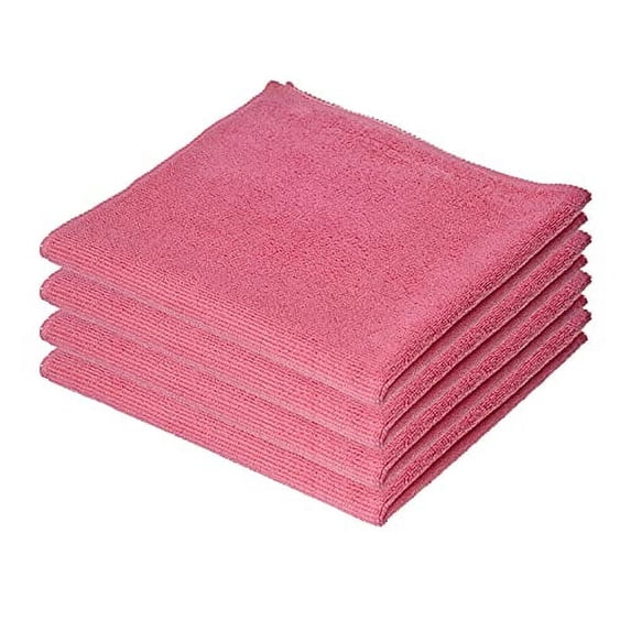 Microfiber Cleaning Cloth 16"x16" Washable Rags for Car, Kitchen, Bath Streak and Lint Free Towels-Red-4 Pack