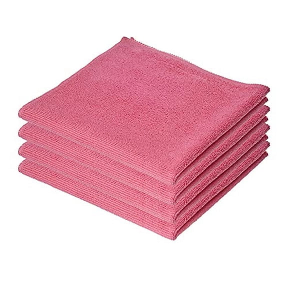 Microfiber Cleaning Cloth 16"x16" Washable Rags for Car, Kitchen, Bath Streak and Lint Free Towels-Red-4 Pack