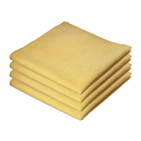 Microfiber Cleaning Cloth 16"x16" Washable Rags for Car, Kitchen, Bath Streak and Lint Free Towels-Yellow 4 Pack