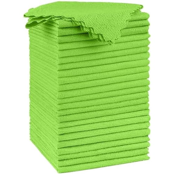 Microfiber Cleaning Cloth, 24 Pack Highly Absorbent Cleaning Supplies, Reusable Clean Rags for House, Microfiber Cloth for Kitchen, Window, Car Care, 11.5x11.5 inch Green