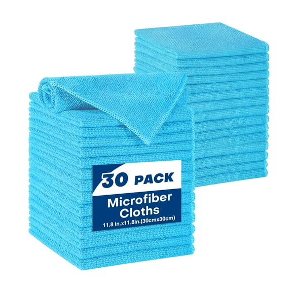 Microfiber Cleaning Cloths, 30 Pack Wash Rags for Housekeeping, Reusable Microfiber Towels for Car, Kitchen, Bathroom and Household Cleaning Supplies, 11.8"X11.8"