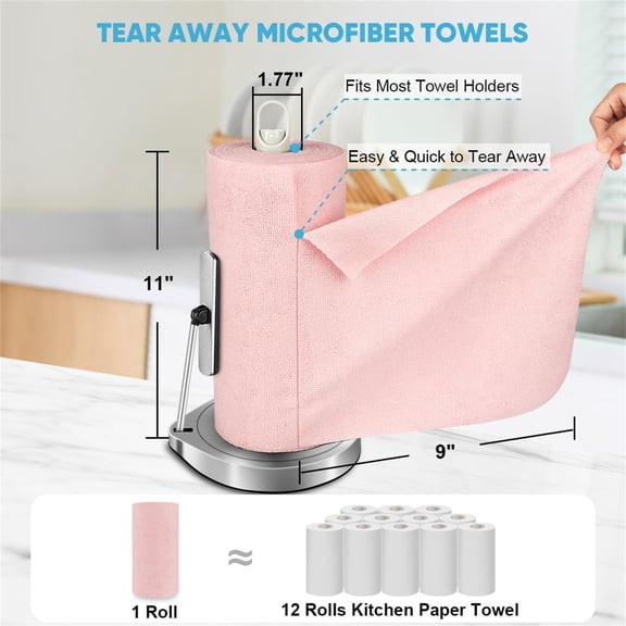 Microfiber Cleaning Cloth 330 Sheets 6 Roll, Microfiber Towels for Cars, Shop Rags Washable,Cleaning Rags Reusable Paper Towels for Automotive, Mechanic, Workshops, House,119"