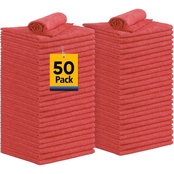 Microfiber Cleaning Cloth, 50PK Reusable Shop Rags Bulk Microfiber Cleaning Cloth Lint Free Cleaning Towels for Car Kitchen Automotive Bar Mechanic Restaurant Garage, 11.5"x11.5", Multicolor