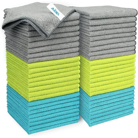 Microfiber Cleaning Cloth-50PK, Soft Microfiber Towels for Cars, Absorbent Cleaning Rags, Lint-Free Streak-Free Wash Cloths for House, Kitchen, Window(12in.x12in)