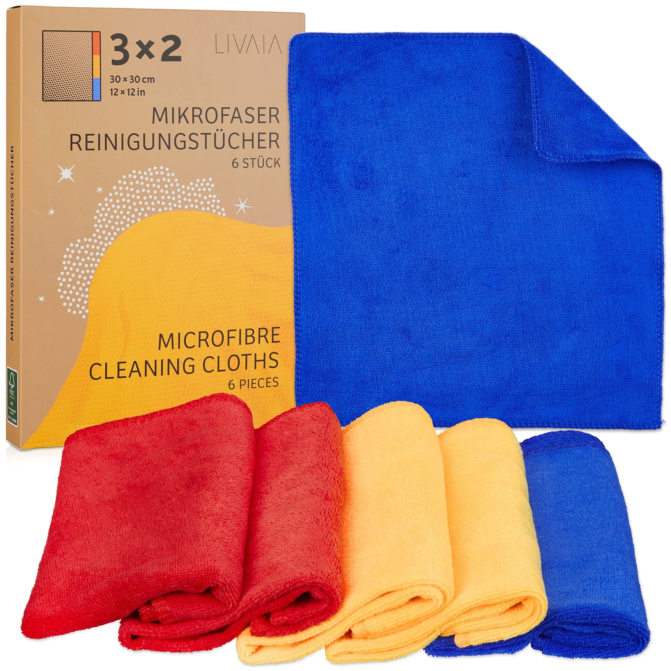 Microfiber Cleaning Cloth 6 Microfiber Cleaning Cloths In Red, Blue