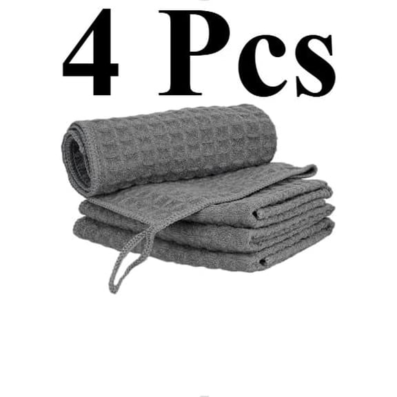Microfiber Cleaning Cloth,Barista Micro Cloth 4 Pack-Microfiber Barista Towels Espresso Towel Espresso Machine Cloths, Steam Wand Cloth, Kitchen Cleaning Cloth Waffle Weave Dark Grey