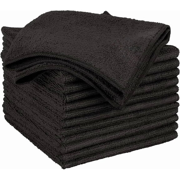 Microfiber Cleaning Cloth Black 12 Pack  Microfiber Towels for , Lint Free, Scratch-Free, Highly Absorbent,  Cleaning Rags for , 320 GSM Household, Kitchen, Window, 12" x 12"