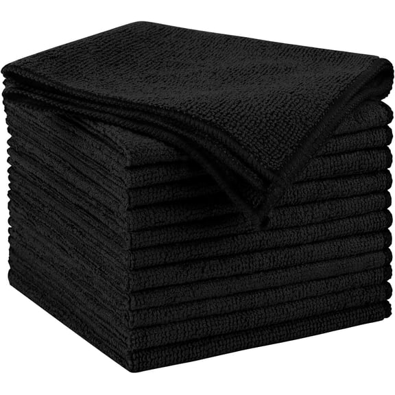 Microfiber Cleaning Cloth Black 50 Pcs, Microfiber Towels for Cars, Premium Car Cloths, Dusting Cloth Lint Free Cleaning Rags for SUVs, House, Kitchen, Window, Workshops,11.5×11.5"