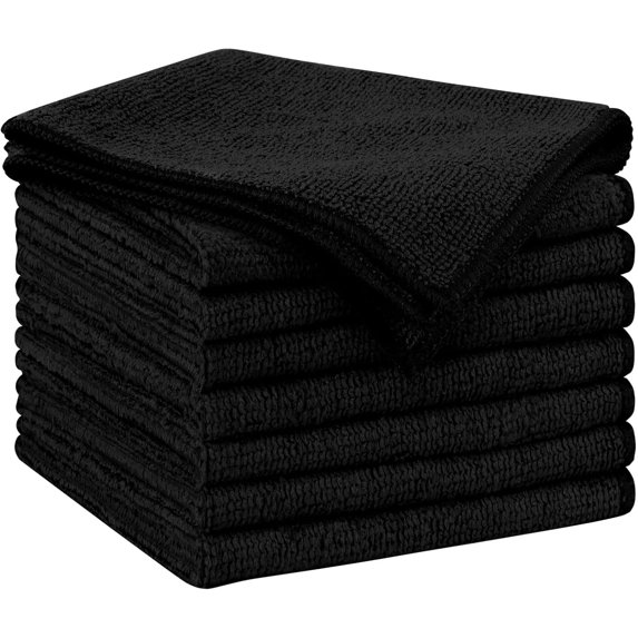 Microfiber Cleaning Cloth Black 50 Pcs, Microfiber Towels for Cars, Premium Car Cloths, Dusting Cloth Lint Free Cleaning Rags for SUVs, House, Kitchen, Window, Workshops,11.5×11.5"