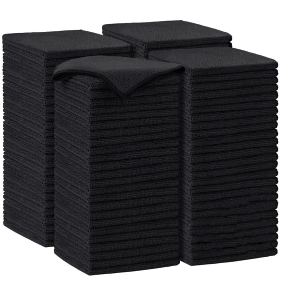 Microfiber Cleaning Cloth Black, Microfiber Towels for Cars, Shop Towels Cleaning Rags, Premium Wash Cloths, Absorbent Towel for SUVs, House, Kitchen, Commercial, Cleaning Supplies 12×12"