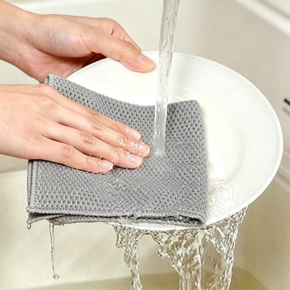 Microfiber Cleaning Cloth, Corn Grain Texture Dishcloth with Super Absorbent Lint Free Non Scratch Design, for Dishes Countertops Glass Tables Kitchen Bathroom Cleaning