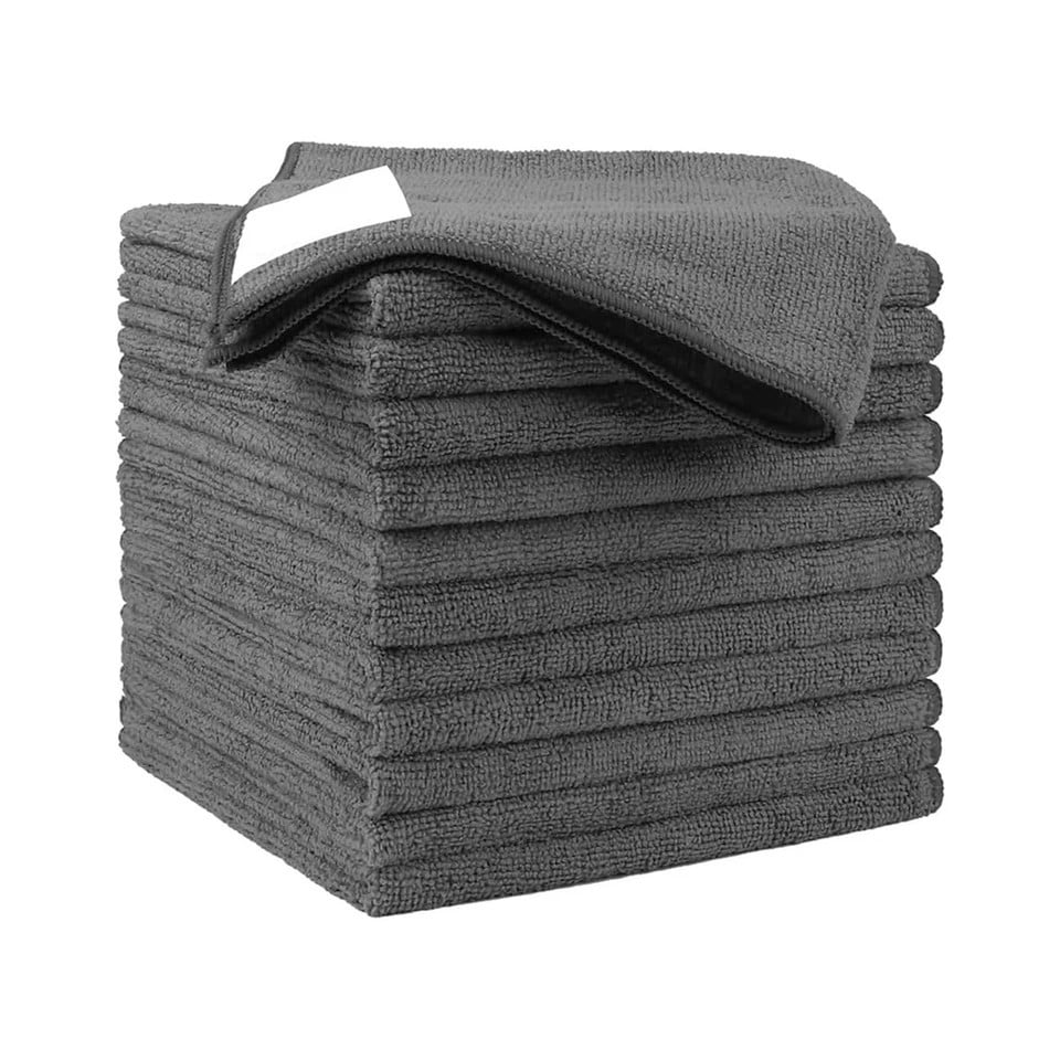 Paños de limpieza de microfibra grises de 30 cm x 30 cm, 12 paquetes de