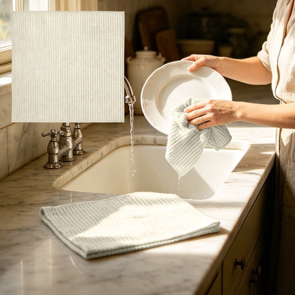 Microfiber Cleaning Cloth Heavy Duty Absorbent Coarse Stripe Texture Lint-Free, Fast Drying, Scratch Safe Kitchen, Bathroom, Car Detailing