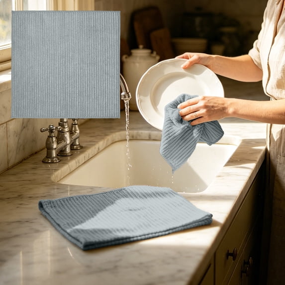 Microfiber Cleaning Cloth for Kitchen - Absorbent Dish Cloth with Coarse Stripe Texture - Lint Free Washable Rag for Countertops Stove Sink Bathroom Car Detailing - 11.8x11.8in - 1 Pack
