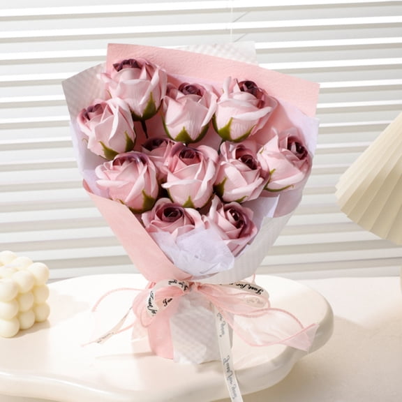 Artificial Flowers for Outdoor Decoration,Simulation Rose Soap Change Bouquet Each Rose Is Carved From Soap Showing A Soft Color From The Center Of The Flower To The Outer Edge Change