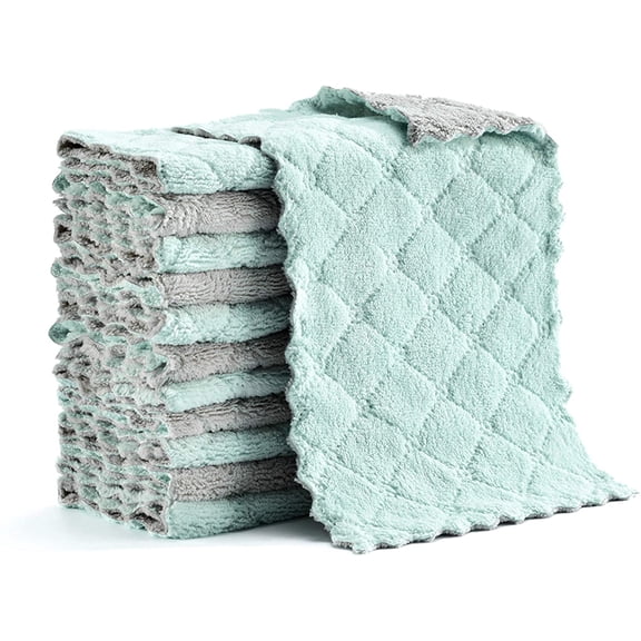 Microfiber Cleaning Cloth, Kitchen Towels, Double-Sided Microfiber Towel Lint Free Highly Absorbent Multi-Purpose Dust and Dirty Cleaning Supplies for Kitchen Car Cleaning. Pack of 12