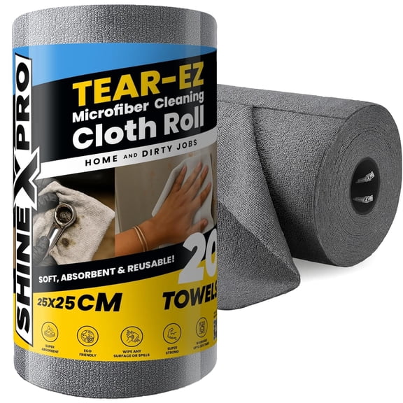 Microfiber Cleaning Cloth Roll, 20Pcs, 4000 Times Washable - 10X Cheaper Than Paper Kitchen Towel Roll - Ultra Absorbent Lint Free Microfiber Cleaning Cloth for Kitchen - Tearable