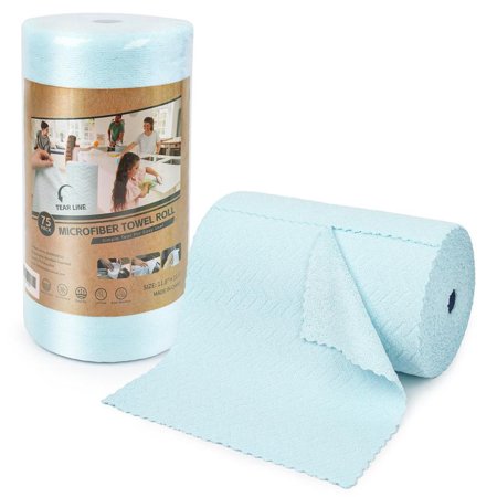 House Microfiber Cleaning Cloth Roll -75 Pack, Tear Away Microfiber Towels, 12" x 12", Reusable, Washable, Scratch Free, Ultra Absorbent Dish Rags for Car, Home, Garage or Shop Household Items Smooth