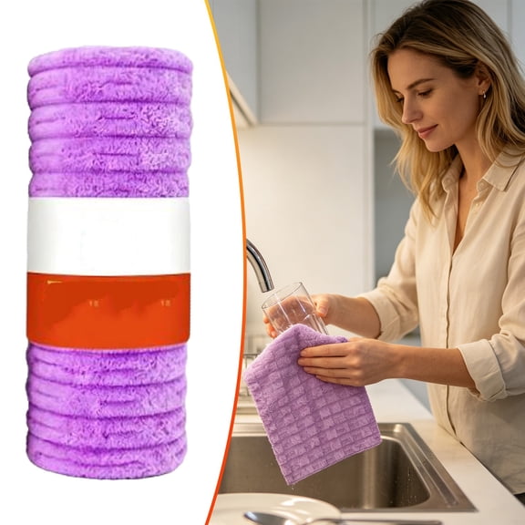 Microfiber Cleaning Cloth Roll, 9.84" ×9.84" Tear Away Reusable Paper Towels, Absorbent & Washable Tearable Cleaning Wipes, Multipurpose Kitchen Towels Roll, Household Cleaning Cloth Roll,Purple