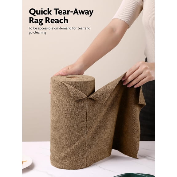 Microfiber Cleaning Cloth Roll -90 Pack, Tear Away Microfiber Towels, 12" x 12", Reusable, Washable, Scratch Free, Ultra Absorbent for All-Around Cleaning Supplies (Tan)