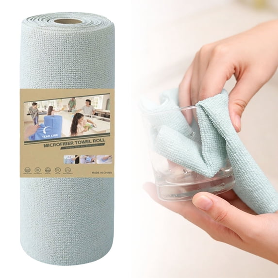 Microfiber Cleaning Cloth Roll, Microfiber Paper Towels Roll Easy Tear Away, Microfiber Towels for Cars, Super Absorbent Lint Free Rags for Cleaning House, Kitchen, Window, 20 Towels 8 X 8 inch
