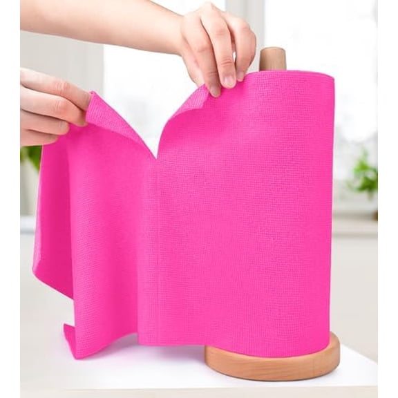 Microfiber Cleaning Cloth Roll - Tear-Away Reusable Microfiber Paper Towels, Lint-Free, Washable, 20 Sheets for Kitchen, Car, Dishes, and Sensitive Surfaces (Hot Pink)