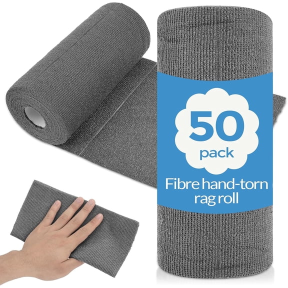 Microfiber Cleaning Cloth Roll, Tear Away Reusable Towel, Washable Paper Towels Roll 10 x 10 in Absorbent Rag Dishcloth for Kitchen House Cars Window, Home and Shop, Grey