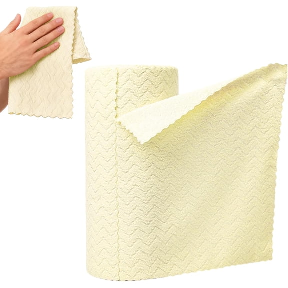 Microfiber Cleaning Cloth Roll, Tear Away Reusable Towel Wipes, Long Lasting Absorbent Dust Rags for Home, Kitchen, Bathroom, Window, Car Detailing(RL Yellow 1 PC)