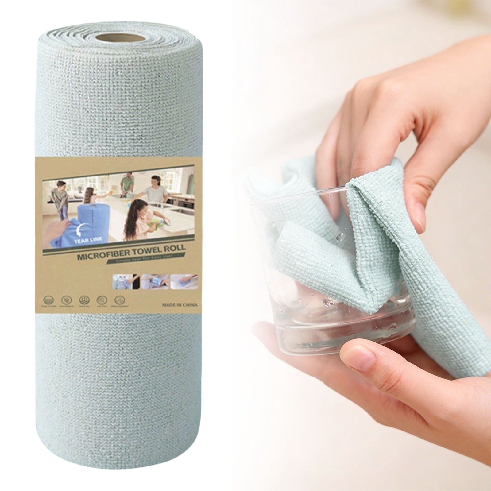 Rolled Rags Microfiber Cleaning Cloth Roll Tear Away Reusable Washable Rags for ...